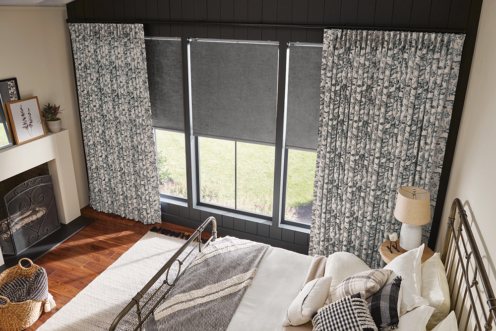 draperies and roller shades