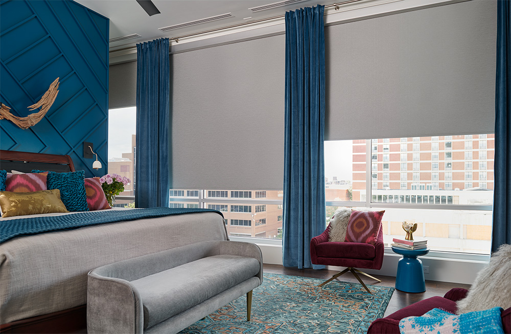 roller shades bedroom apartment